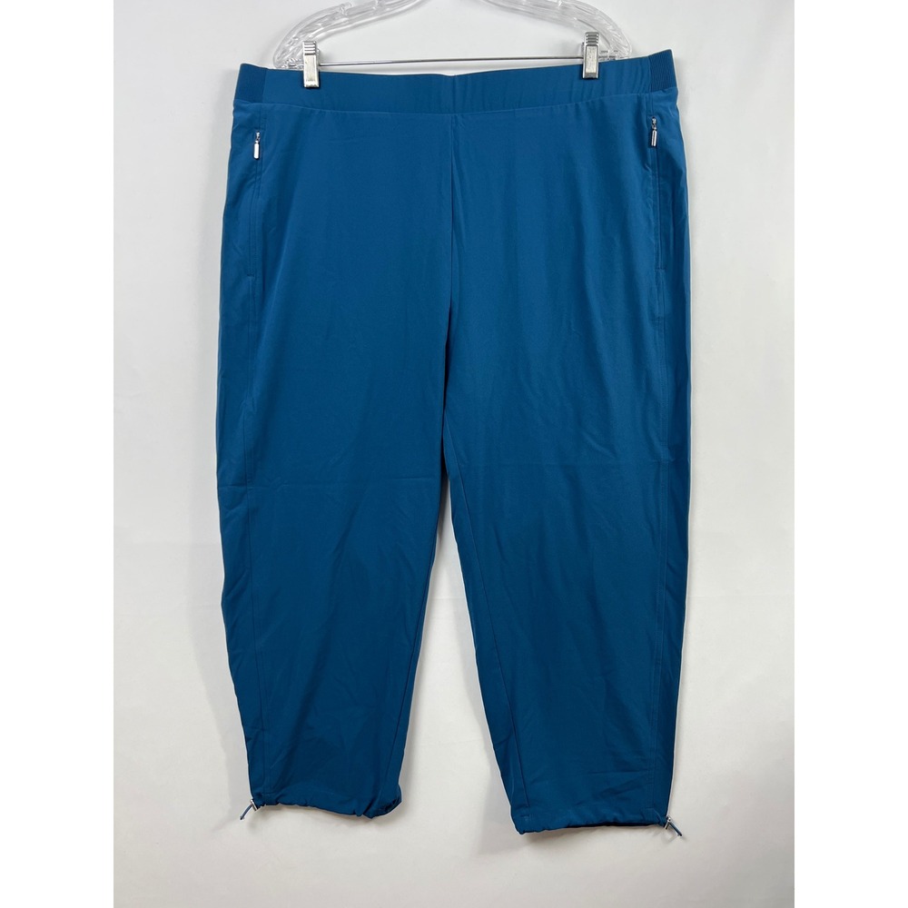 Chico's 3.5 Zenergy Pants Women 18 Teal Blue Ankle Zip Pocket Athleisure